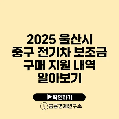 2025 울산시 중구 전기차 보조금 구매 지원 내역 알아보기