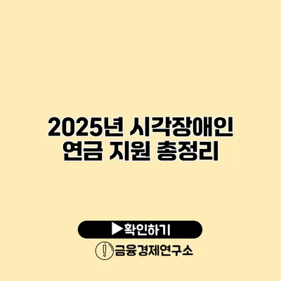 2025년 시각장애인 연금 지원 총정리