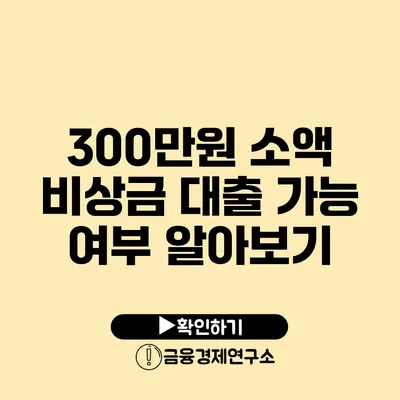 300만원 소액 비상금 대출 가능 여부 알아보기