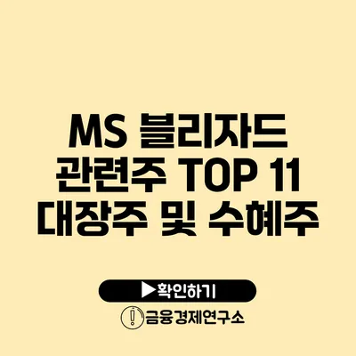 MS 블리자드 관련주 TOP 11 대장주 및 수혜주