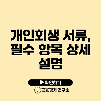 개인회생 서류, 필수 항목 상세 설명