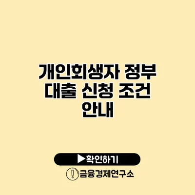 개인회생자 정부 대출 신청 조건 안내