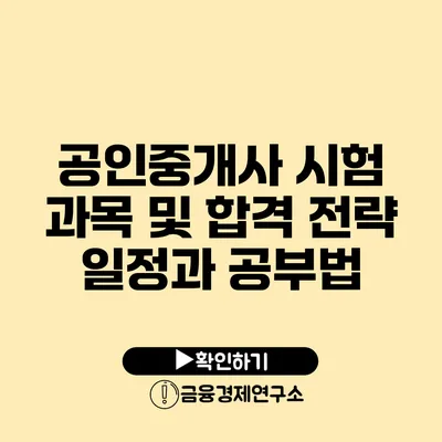 공인중개사 시험 과목 및 합격 전략 일정과 공부법