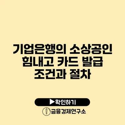 기업은행의 소상공인 힘내고 카드 발급 조건과 절차