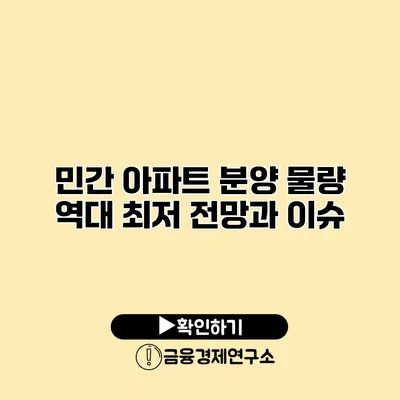 민간 아파트 분양 물량 역대 최저 전망과 이슈