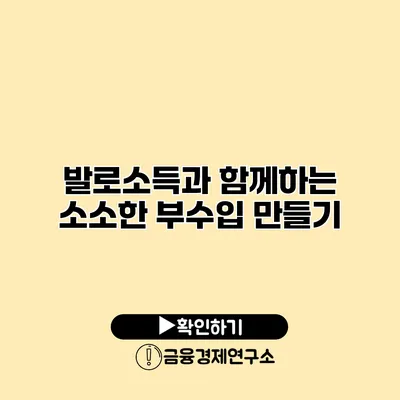 발로소득과 함께하는 소소한 부수입 만들기