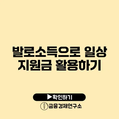 발로소득으로 일상 지원금 활용하기