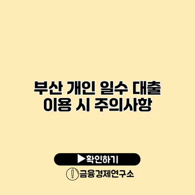 부산 개인 일수 대출 이용 시 주의사항