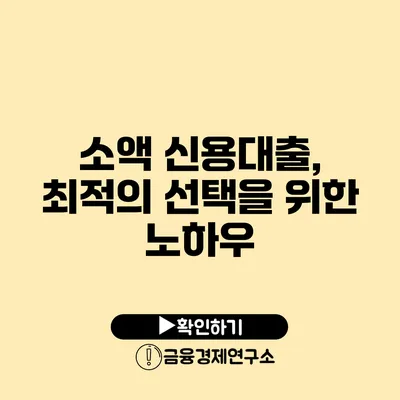 소액 신용대출, 최적의 선택을 위한 노하우