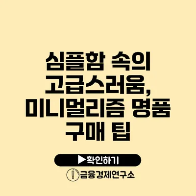 심플함 속의 고급스러움, 미니멀리즘 명품 구매 팁