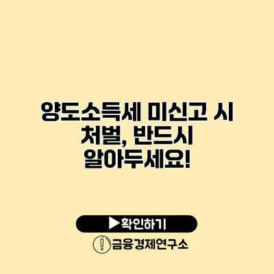 양도소득세 미신고 시 처벌, 반드시 알아두세요!