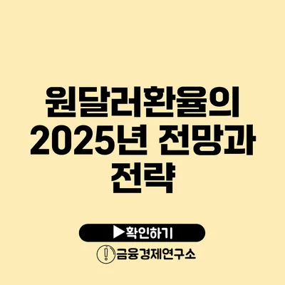 원달러환율의 2025년 전망과 전략