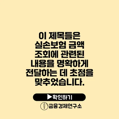 이 제목들은 실손보험 금액 조회에 관련된 내용을 명확하게 전달하는 데 초점을 맞추었습니다.