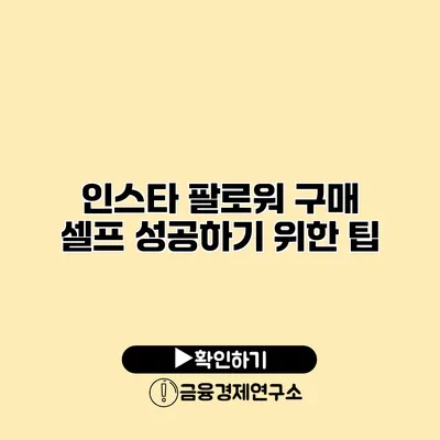 인스타 팔로워 구매 셀프 성공하기 위한 팁