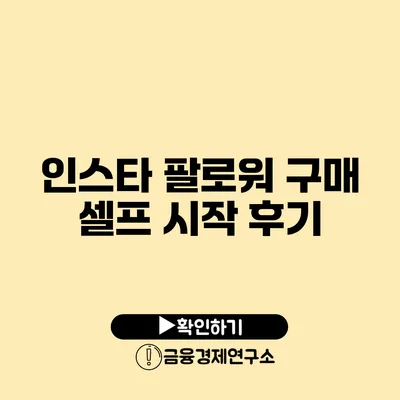 인스타 팔로워 구매 셀프 시작 후기