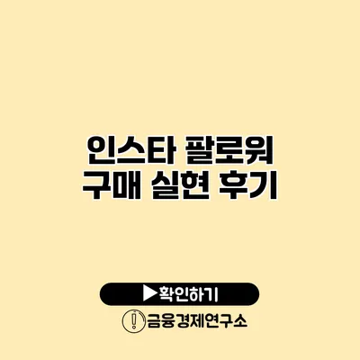 인스타 팔로워 구매 실현 후기
