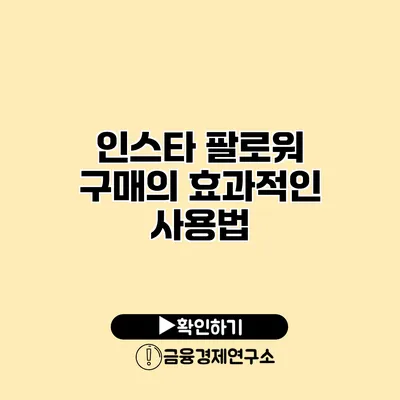 인스타 팔로워 구매의 효과적인 사용법