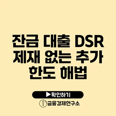 잔금 대출 DSR 제재 없는 추가 한도 해법