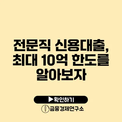 전문직 신용대출, 최대 10억 한도를 알아보자