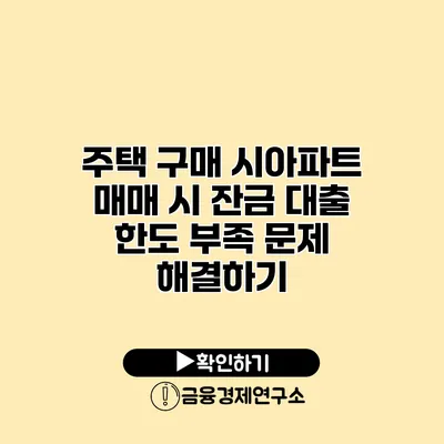 주택 구매 시아파트 매매 시 잔금 대출 한도 부족 문제 해결하기