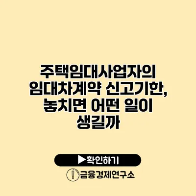 주택임대사업자의 임대차계약 신고기한, 놓치면 어떤 일이 생길까?