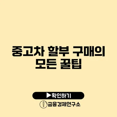 중고차 할부 구매의 모든 꿀팁