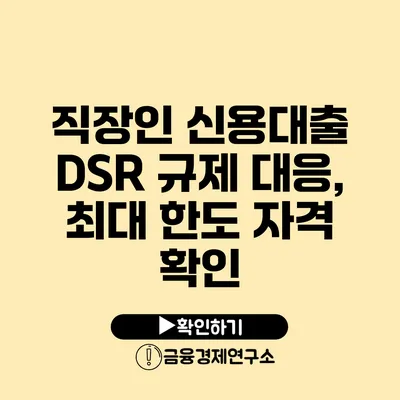 직장인 신용대출 DSR 규제 대응, 최대 한도 자격 확인