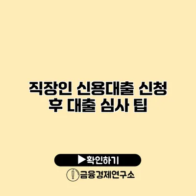 직장인 신용대출 신청 후 대출 심사 팁