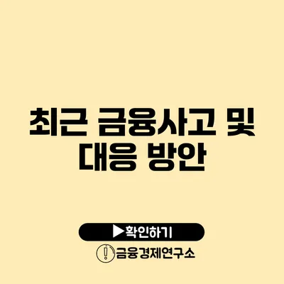 최근 금융사고 및 대응 방안