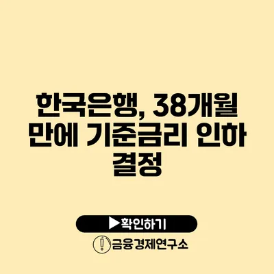 한국은행, 38개월 만에 기준금리 인하 결정