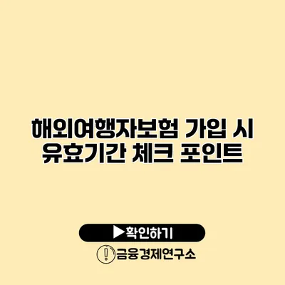 해외여행자보험 가입 시 유효기간 체크 포인트