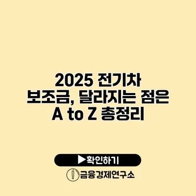 2025 전기차 보조금, 달라지는 점은? A to Z 총정리
