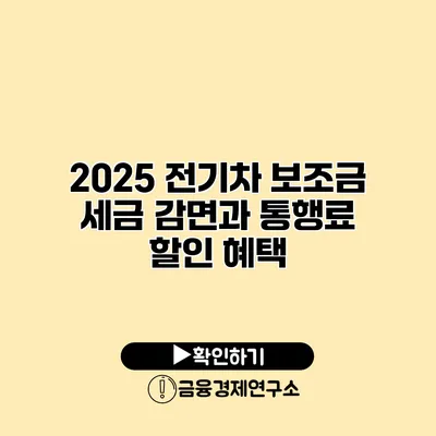 2025 전기차 보조금 세금 감면과 통행료 할인 혜택