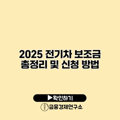 2025 전기차 보조금 총정리 및 신청 방법