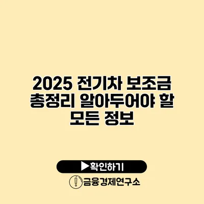 2025 전기차 보조금 총정리 알아두어야 할 모든 정보