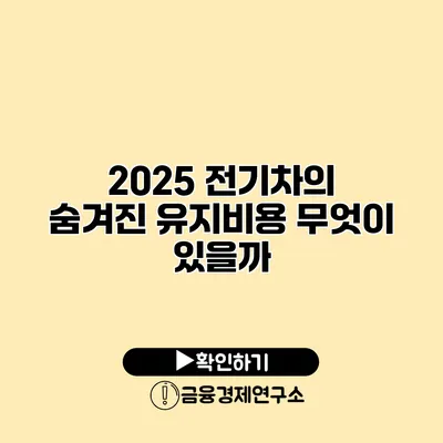 2025 전기차의 숨겨진 유지비용 무엇이 있을까?