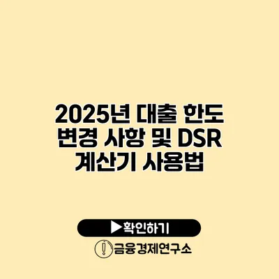 2025년 대출 한도 변경 사항 및 DSR 계산기 사용법