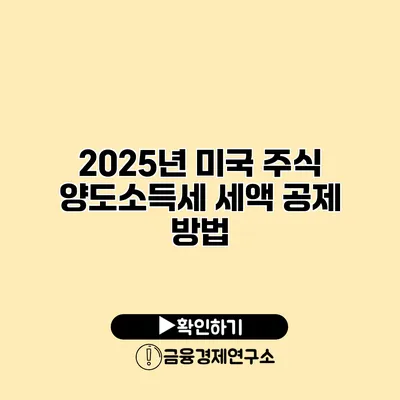 2025년 미국 주식 양도소득세 세액 공제 방법