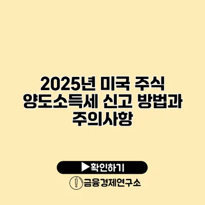 2025년 미국 주식 양도소득세 신고 방법과 주의사항