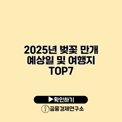 2025년 벚꽃 만개 예상일 및 여행지 TOP7