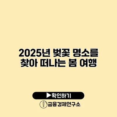 2025년 벚꽃 명소를 찾아 떠나는 봄 여행