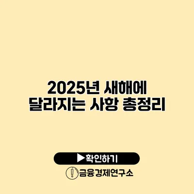 2025년 새해에 달라지는 사항 총정리