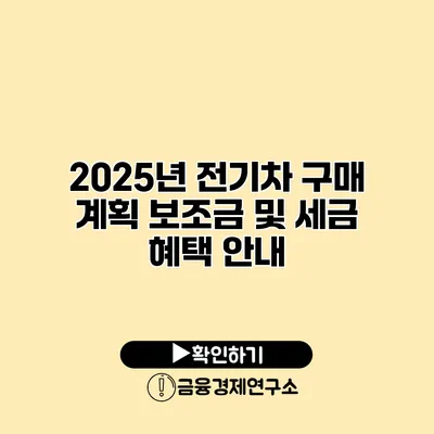 2025년 전기차 구매 계획 보조금 및 세금 혜택 안내