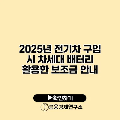 2025년 전기차 구입 시 차세대 배터리 활용한 보조금 안내
