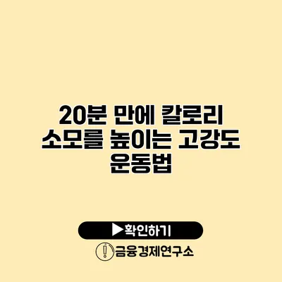 20분 만에 칼로리 소모를 높이는 고강도 운동법