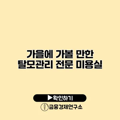 가을에 가볼 만한 탈모관리 전문 미용실