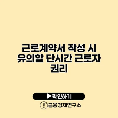 근로계약서 작성 시 유의할 단시간 근로자 권리