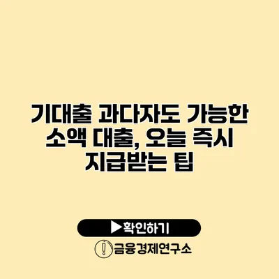 기대출 과다자도 가능한 소액 대출, 오늘 즉시 지급받는 팁