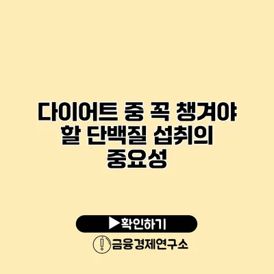 다이어트 중 꼭 챙겨야 할 단백질 섭취의 중요성