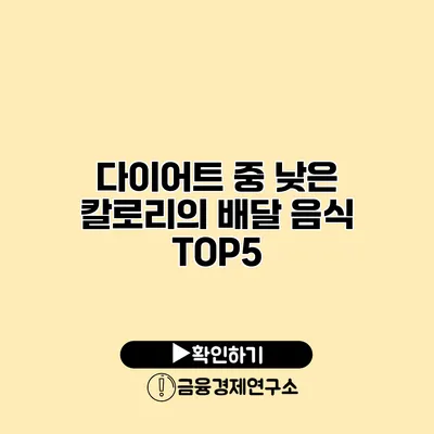 다이어트 중 낮은 칼로리의 배달 음식 TOP5